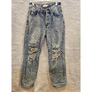 Bluivy Women Sz S (26x28) Y2K Distressed Acid Wash Relaxed Fit Jeans #491